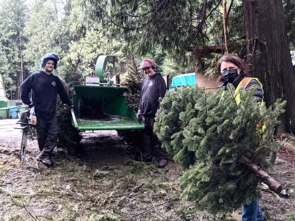 We hire a local contractor for tree chipping and offer a complementary Christmas tree disposal service to the community for a week soon after the holidays.  They donate their pay and we match the donation for a community initiative each year.